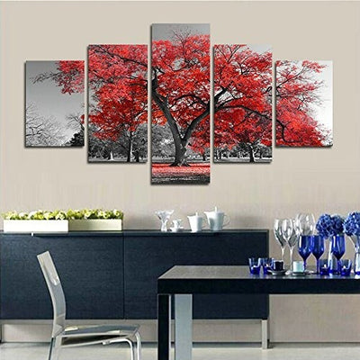 Red Tree Multi-Panel Canvas Wall Art